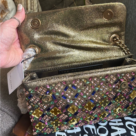 Authentic KURT GEIGER LONDON mirror/Crystals flap magnetic crossbody/ shoulder - Picture 9 of 16